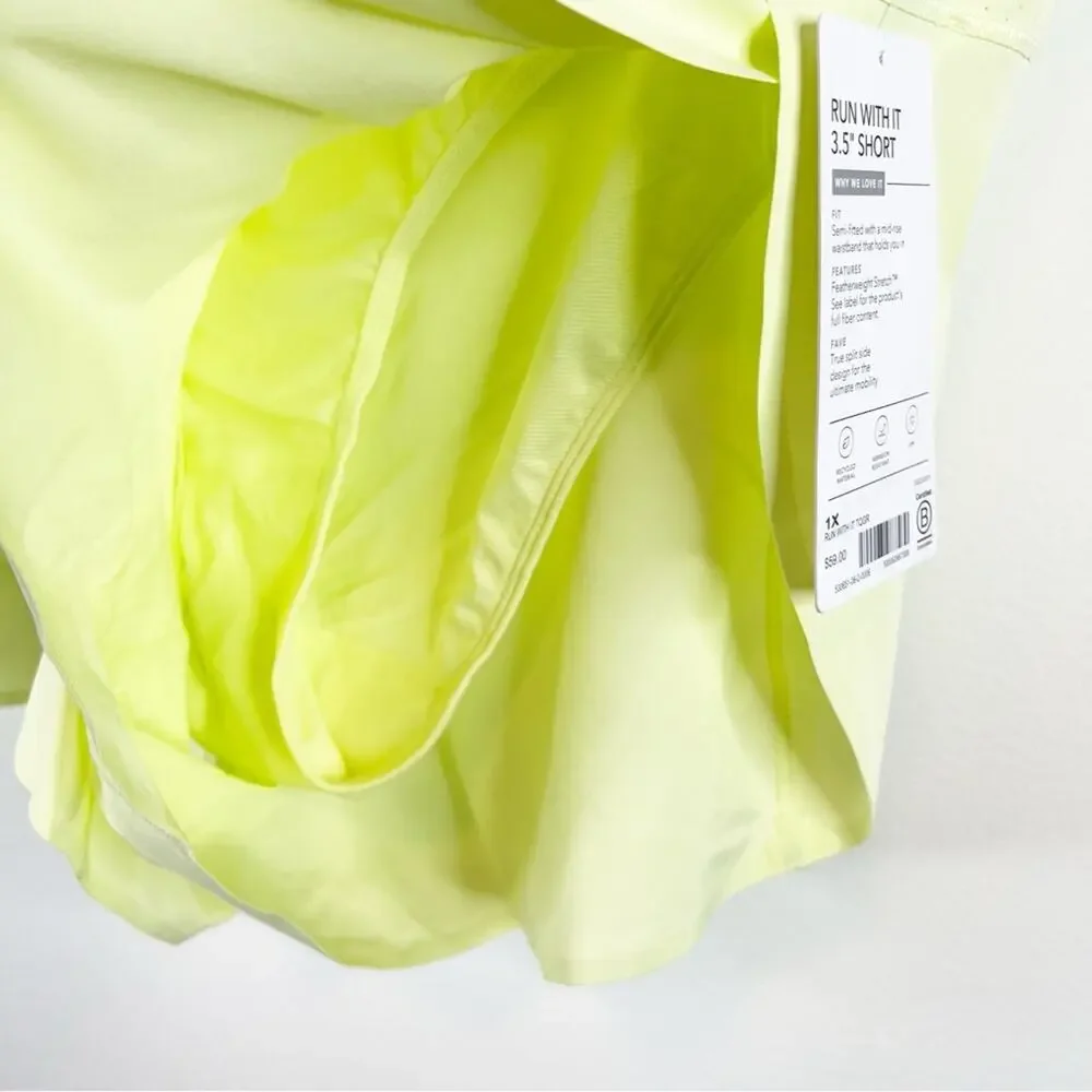 NWT Athleta‎ Run With It 3.5” Inseam Running Shorts 1X Yellow